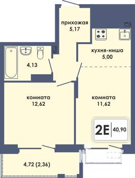 2-к квартира, вторичка, 41м2, 7/10 этаж