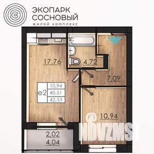 1-к квартира, вторичка, 40м2, 1/4 этаж