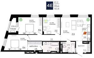 4-к квартира, вторичка, 97м2, 7/9 этаж