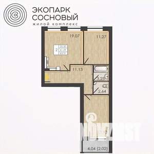 2-к квартира, вторичка, 61м2, 2/4 этаж