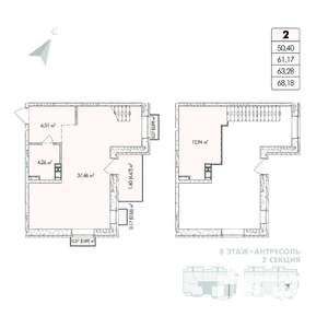 1-к квартира, строящийся дом, 68м2, 8/8 этаж