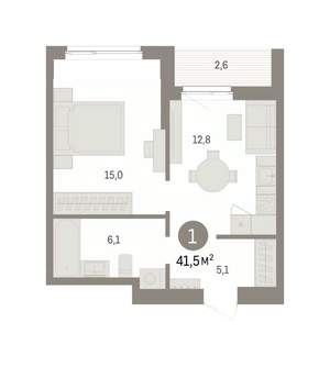 1-к квартира, вторичка, 42м2, 10/16 этаж