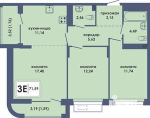 3-к квартира, вторичка, 72м2, 5/10 этаж
