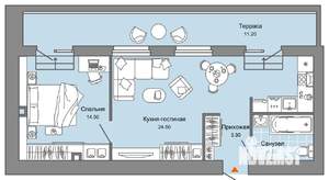 1-к квартира, вторичка, 52м2, 8/8 этаж