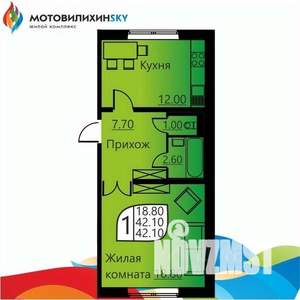 1-к квартира, вторичка, 41м2, 1/16 этаж