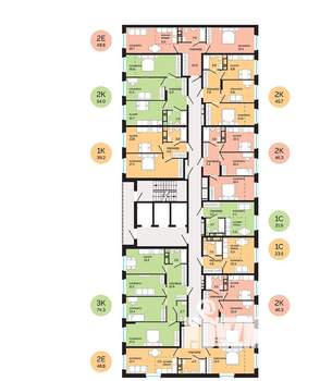 3-к квартира, строящийся дом, 74м2, 11/25 этаж