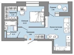 1-к квартира, вторичка, 40м2, 8/8 этаж
