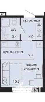 Студия квартира, вторичка, 23м2, 2/19 этаж