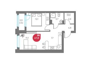 2-к квартира, вторичка, 48м2, 4/9 этаж