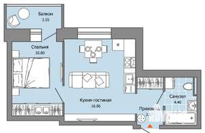 1-к квартира, вторичка, 37м2, 8/8 этаж