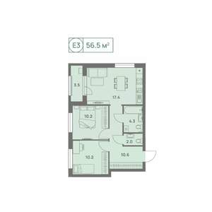 3-к квартира, вторичка, 57м2, 9/25 этаж