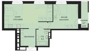 1-к квартира, вторичка, 47м2, 6/9 этаж