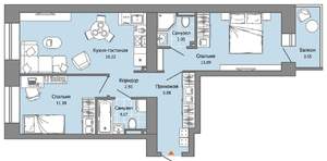 2-к квартира, вторичка, 61м2, 4/8 этаж