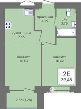 2-к квартира, вторичка, 39м2, 1/7 этаж