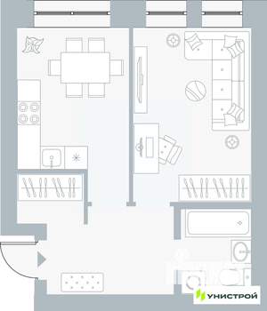 1-к квартира, вторичка, 38м2, 2/5 этаж