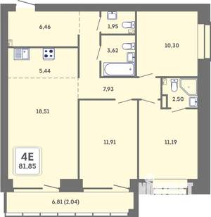 4-к квартира, вторичка, 82м2, 4/7 этаж