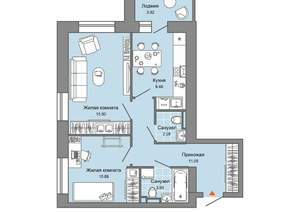 2-к квартира, вторичка, 55м2, 4/8 этаж