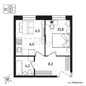 1-к квартира, вторичка, 36м2, 1/9 этаж