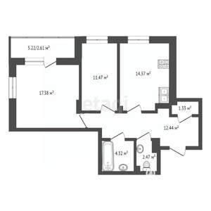 2-к квартира, вторичка, 64м2, 11/25 этаж