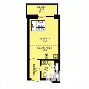 Студия квартира, вторичка, 21м2, 9/26 этаж