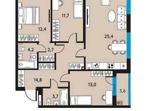 4-к квартира, вторичка, 90м2, 29/30 этаж