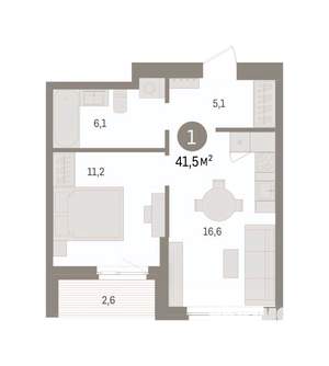 1-к квартира, вторичка, 42м2, 11/16 этаж