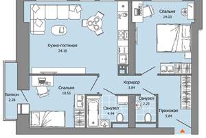 2-к квартира, вторичка, 66м2, 6/9 этаж