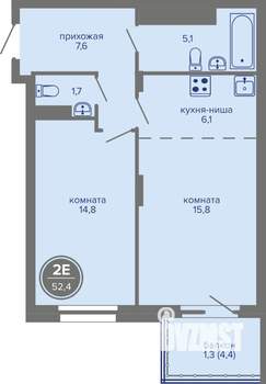 2-к квартира, вторичка, 52м2, 23/26 этаж