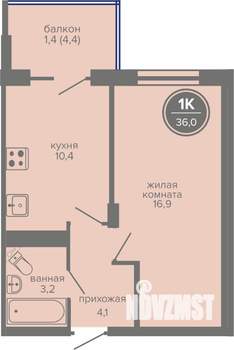 1-к квартира, вторичка, 36м2, 9/26 этаж