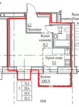 Студия квартира, вторичка, 32м2, 6/8 этаж