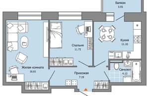 2-к квартира, вторичка, 47м2, 5/9 этаж