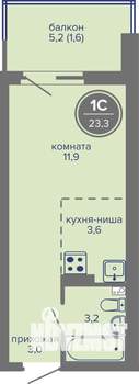 Студия квартира, вторичка, 23м2, 2/26 этаж