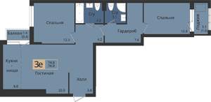 3-к квартира, вторичка, 76м2, 2/4 этаж