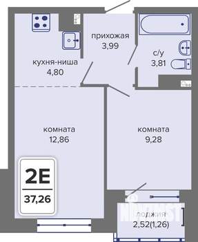 2-к квартира, вторичка, 37м2, 4/14 этаж