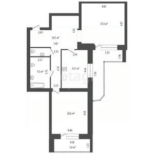 2-к квартира, вторичка, 94м2, 5/13 этаж
