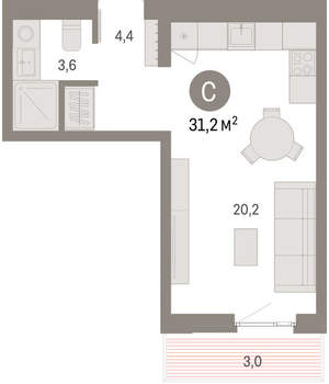 Студия квартира, вторичка, 31м2, 7/11 этаж