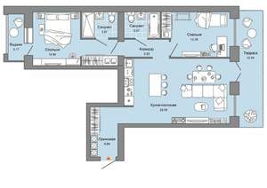2-к квартира, вторичка, 79м2, 8/8 этаж