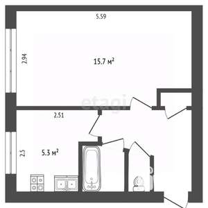 1-к квартира, вторичка, 30м2, 1/5 этаж
