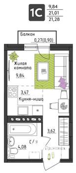 Студия квартира, вторичка, 21м2, 2/4 этаж