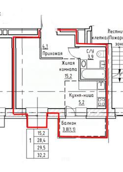 Студия квартира, вторичка, 32м2, 6/8 этаж