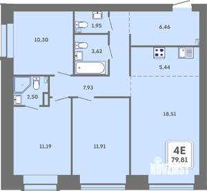 4-к квартира, вторичка, 80м2, 1/7 этаж