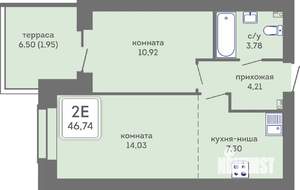2-к квартира, вторичка, 47м2, 1/7 этаж