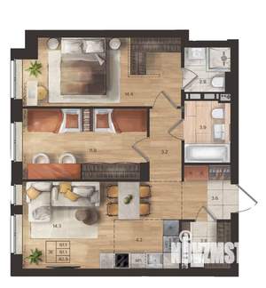 3-к квартира, вторичка, 61м2, 9/9 этаж