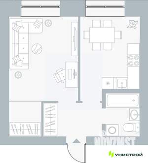 1-к квартира, вторичка, 38м2, 1/5 этаж