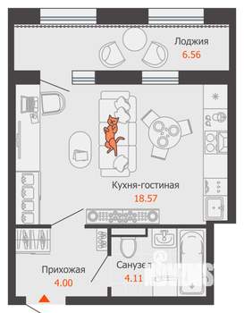 Студия квартира, вторичка, 30м2, 3/12 этаж