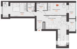 2-к квартира, вторичка, 73м2, 2/8 этаж