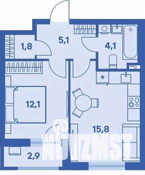2-к квартира, вторичка, 40м2, 1/9 этаж