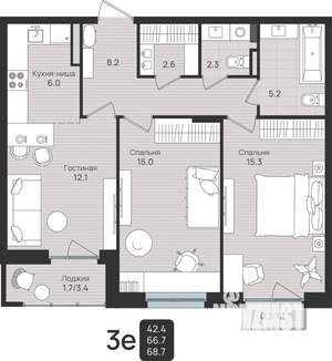 3-к квартира, вторичка, 69м2, 3/6 этаж