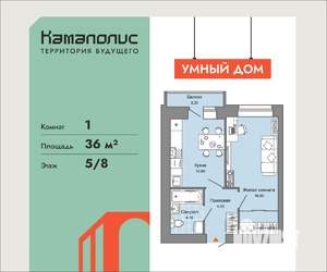 1-к квартира, вторичка, 36м2, 5/8 этаж