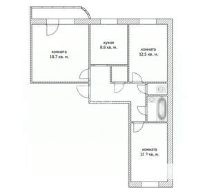 3-к квартира, вторичка, 70м2, 10/10 этаж